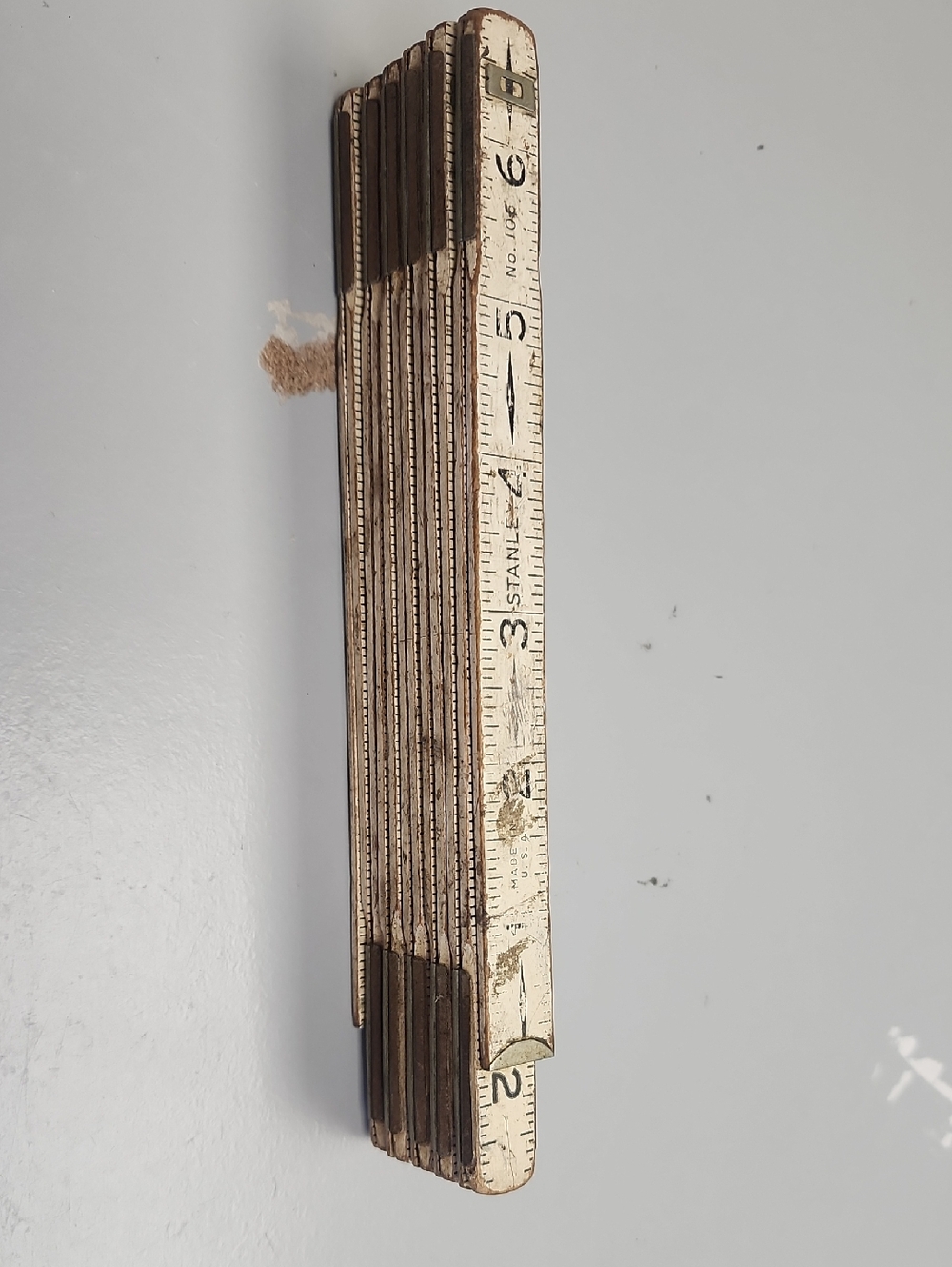Stanley Folding Wooden Ruler in Cream and Brown